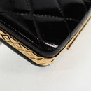 CHANEL Chain Shoulder Bag Patent leather Black Gold CC Auth 134911M-18