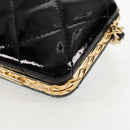 CHANEL Chain Shoulder Bag Patent leather Black Gold CC Auth 134911M-19