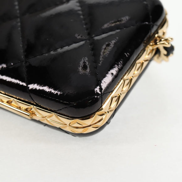 CHANEL Chain Shoulder Bag Patent leather Black Gold CC Auth 134911M