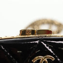 CHANEL Chain Shoulder Bag Patent leather Black Gold CC Auth 134911SAM-21