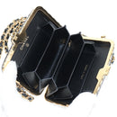 CHANEL Chain Shoulder Bag Patent leather Black Gold CC Auth 134911M-10