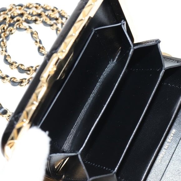CHANEL Chain Shoulder Bag Patent leather Black Gold CC Auth 134911SAM
