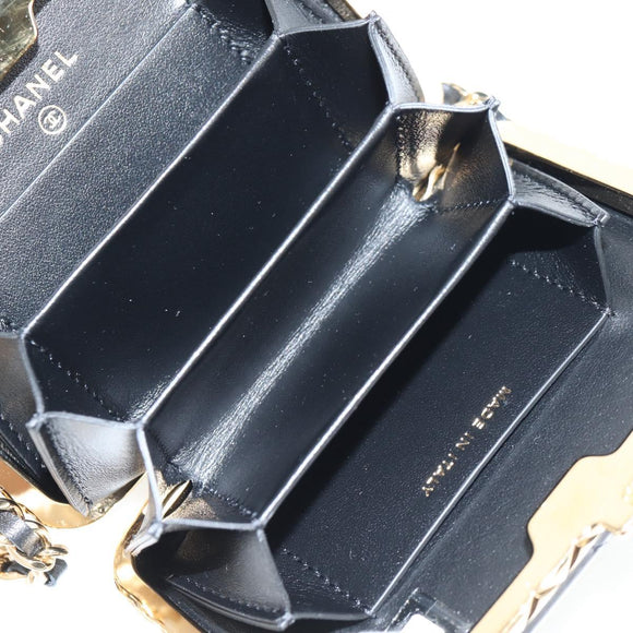 CHANEL Chain Shoulder Bag Patent leather Black Gold CC Auth 134911SAM