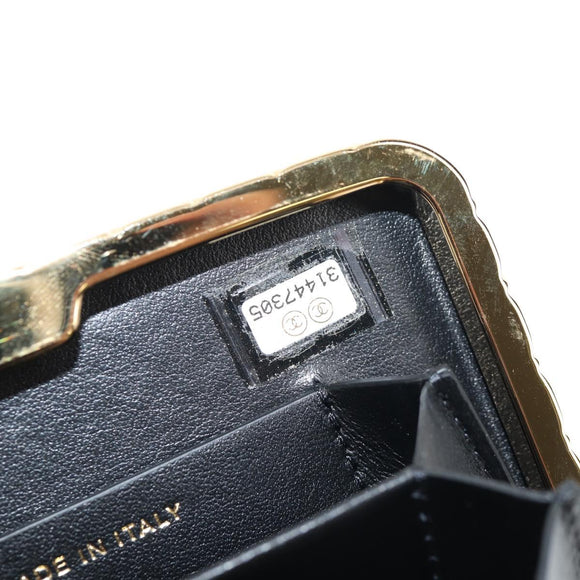 CHANEL Chain Shoulder Bag Patent leather Black Gold CC Auth 134911M