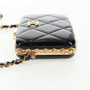 CHANEL Chain Shoulder Bag Patent leather Black Gold CC Auth 134911M-4
