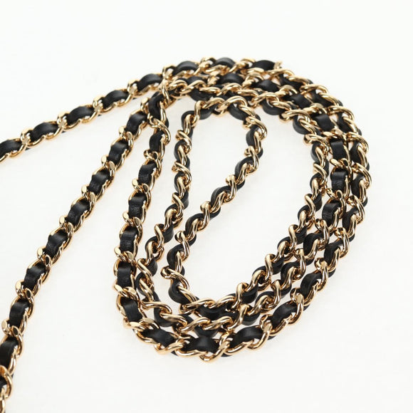 CHANEL Chain Shoulder Bag Patent leather Black Gold CC Auth 134911M