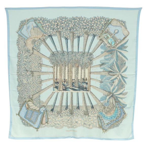 HERMES Carre 140 Scarf ""OMBRES ET LUMIERES"" Cashmere Blue Auth 134913M