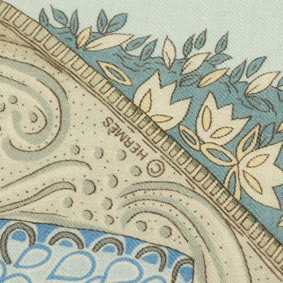 HERMES Carre 140 Scarf ""OMBRES ET LUMIERES"" Cashmere Blue Auth 134913M