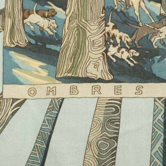 HERMES Carre 140 Scarf ""OMBRES ET LUMIERES"" Cashmere Blue Auth 134913M