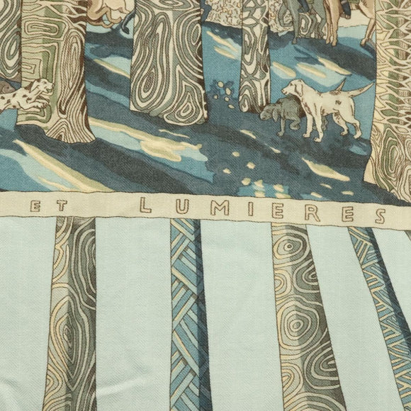 HERMES Carre 140 Scarf ""OMBRES ET LUMIERES"" Cashmere Blue Auth 134913M