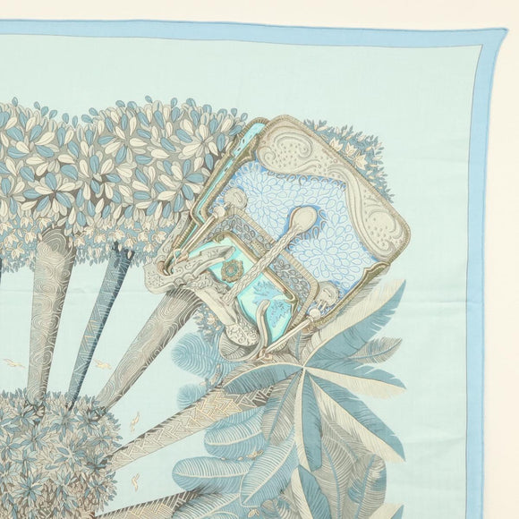 HERMES Carre 140 Scarf ""OMBRES ET LUMIERES"" Cashmere Blue Auth 134913M