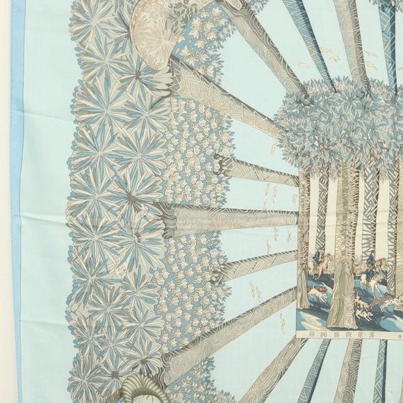 HERMES Carre 140 Scarf ""OMBRES ET LUMIERES"" Cashmere Blue Auth 134913M