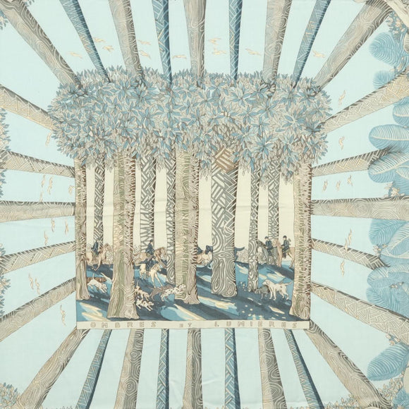 HERMES Carre 140 Scarf ""OMBRES ET LUMIERES"" Cashmere Blue Auth 134913M