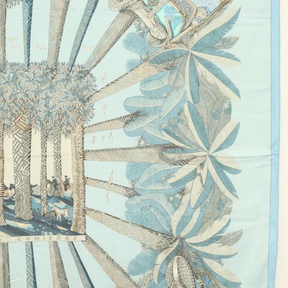 HERMES Carre 140 Scarf ""OMBRES ET LUMIERES"" Cashmere Blue Auth 134913M