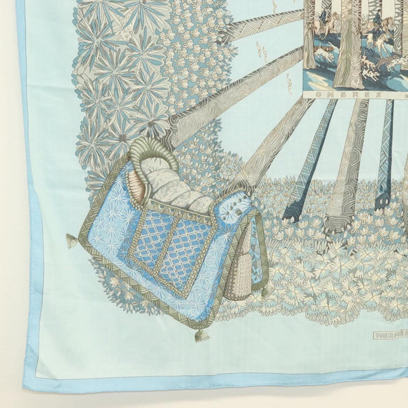 HERMES Carre 140 Scarf ""OMBRES ET LUMIERES"" Cashmere Blue Auth 134913M