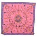 HERMES Carre 140 Scarf ""LES CLES"" Silk Purple Auth 134914M-1