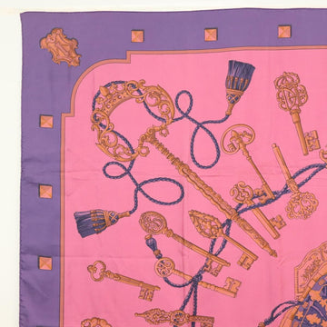 HERMES Carre 140 Scarf ""LES CLES"" Silk Purple Auth 134914M - 0