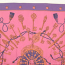 HERMES Carre 140 Scarf ""LES CLES"" Silk Purple Auth 134914M-3