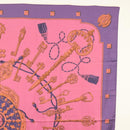 HERMES Carre 140 Scarf ""LES CLES"" Silk Purple Auth 134914M-4