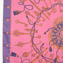 HERMES Carre 140 Scarf ""LES CLES"" Silk Purple Auth 134914M-5
