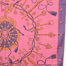 HERMES Carre 140 Scarf ""LES CLES"" Silk Purple Auth 134914M-7