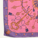 HERMES Carre 140 Scarf ""LES CLES"" Silk Purple Auth 134914M-8