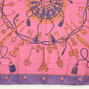 HERMES Carre 140 Scarf ""LES CLES"" Silk Purple Auth 134914M-9