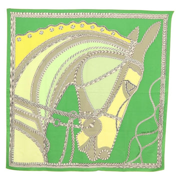 HERMES Carre 140 Scarf ""ROBE DU SOIR"" Cashmere Green Auth 134919M