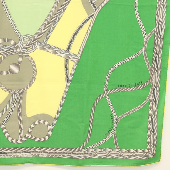 HERMES Carre 140 Scarf ""ROBE DU SOIR"" Cashmere Green Auth 134919M