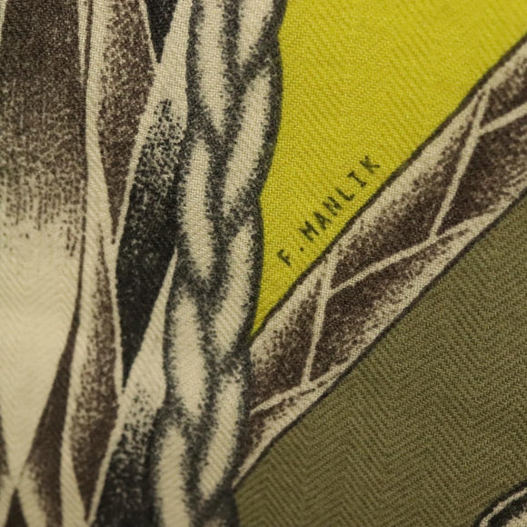 HERMES Carre 140 Scarf ""ROBE DU SOIR"" Cashmere Green Auth 134919M