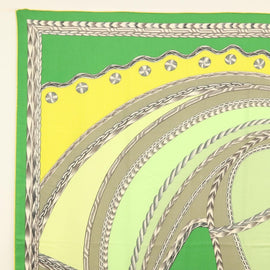 HERMES Carre 140 Scarf ""ROBE DU SOIR"" Cashmere Green Auth 134919M - 0