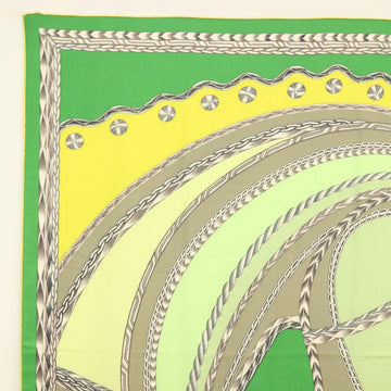 HERMES Carre 140 Scarf ""ROBE DU SOIR"" Cashmere Green Auth 134919M - 0