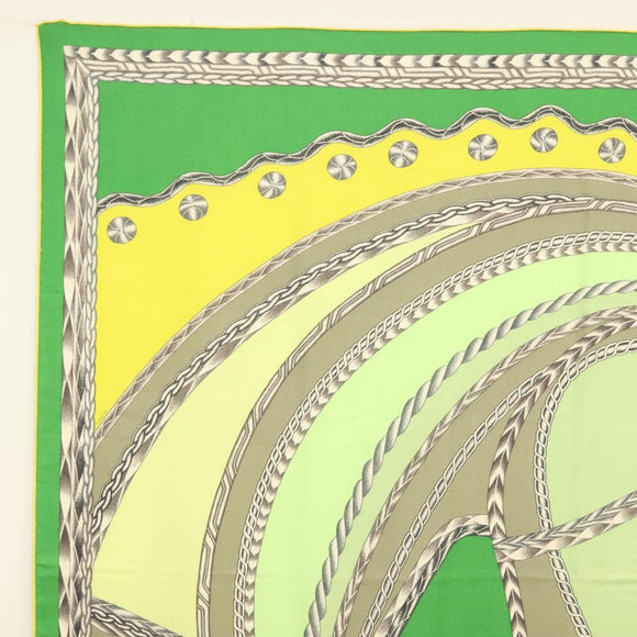 HERMES Carre 140 Scarf ""ROBE DU SOIR"" Cashmere Green Auth 134919M