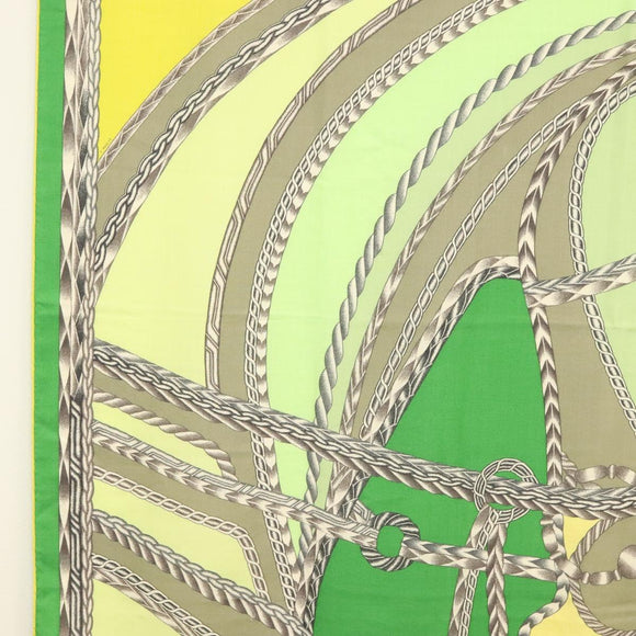 HERMES Carre 140 Scarf ""ROBE DU SOIR"" Cashmere Green Auth 134919M