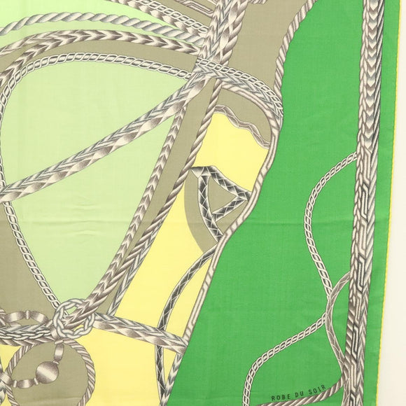 HERMES Carre 140 Scarf ""ROBE DU SOIR"" Cashmere Green Auth 134919M