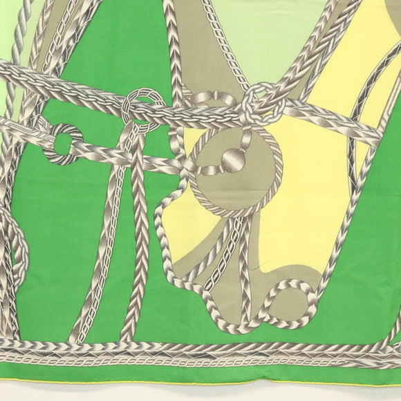 HERMES Carre 140 Scarf ""ROBE DU SOIR"" Cashmere Green Auth 134919M