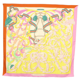 HERMES Carre 140 Scarf ""LE MORS A LA CONETABLE"" Cashmere White Auth 134921M