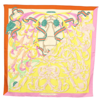 HERMES Carre 140 Scarf ""LE MORS A LA CONETABLE"" Cashmere White Auth 134921M