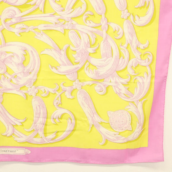 HERMES Carre 140 Scarf ""LE MORS A LA CONETABLE"" Cashmere White Auth 134921M