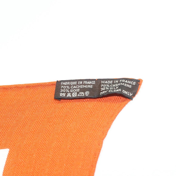 HERMES Carre 140 Scarf ""LE MORS A LA CONETABLE"" Cashmere White Auth 134921M