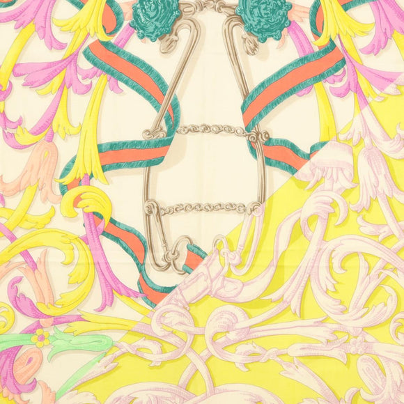 HERMES Carre 140 Scarf ""LE MORS A LA CONETABLE"" Cashmere White Auth 134921M