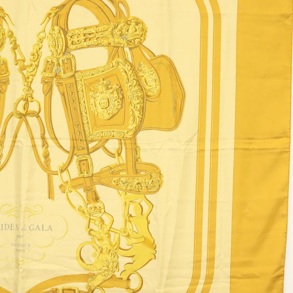 HERMES Carre 140 Scarf ""BRIDES de GALA"" Silk Gold Auth 134922M