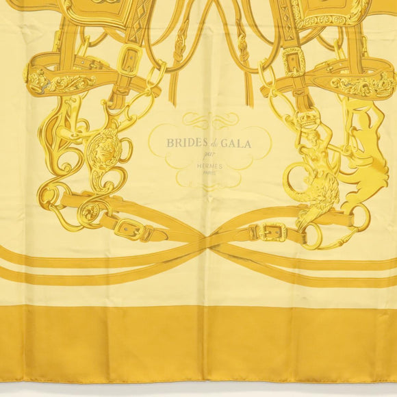HERMES Carre 140 Scarf ""BRIDES de GALA"" Silk Gold Auth 134922M