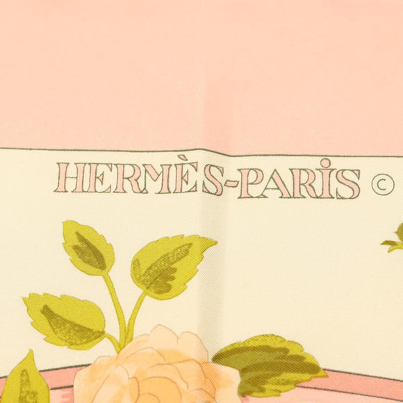 HERMES Carre 90 Scarf ""ROMANTIQUE"" Silk Pink Auth 134923