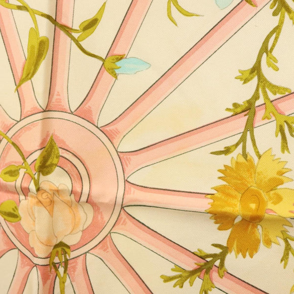 HERMES Carre 90 Scarf ""ROMANTIQUE"" Silk Pink Auth 134923