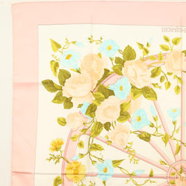 HERMES Carre 90 Scarf ""ROMANTIQUE"" Silk Pink Auth 134923 - 0