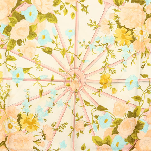 HERMES Carre 90 Scarf ""ROMANTIQUE"" Silk Pink Auth 134923