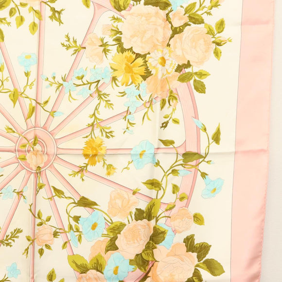 HERMES Carre 90 Scarf ""ROMANTIQUE"" Silk Pink Auth 134923