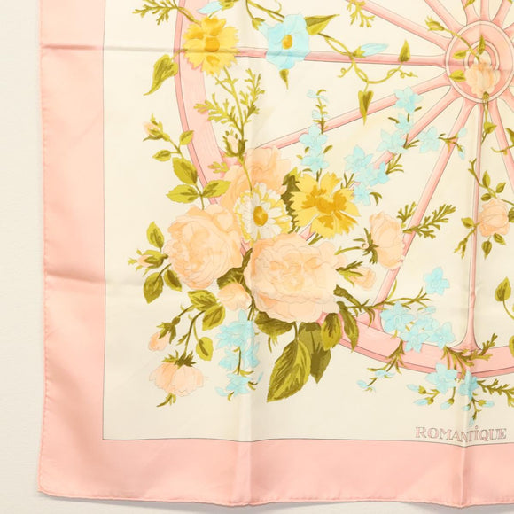 HERMES Carre 90 Scarf ""ROMANTIQUE"" Silk Pink Auth 134923