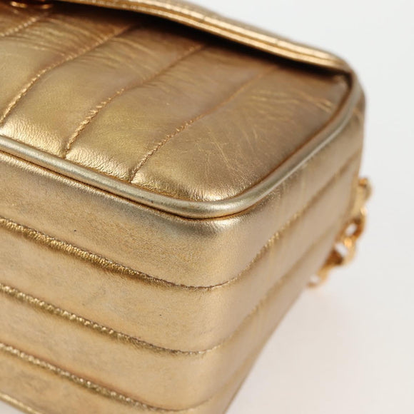 CHANEL Matelasse Chain Shoulder Bag Lamb Skin Red Gold CC Auth 134958V